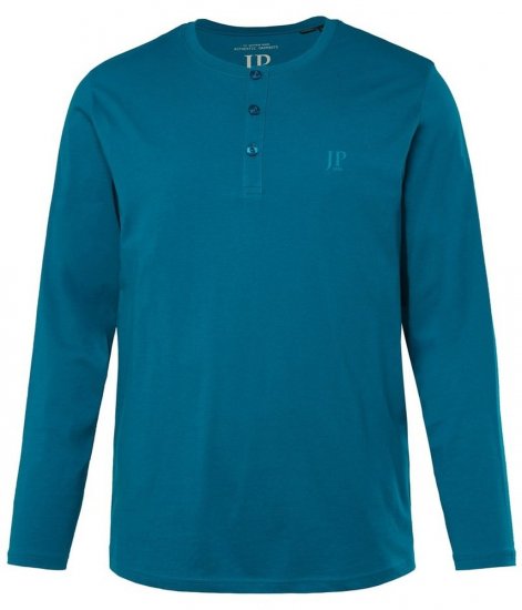 JP1880 Henley T-shirt Long Sleeve Blue - Pólók - Nagyméretű pólók - 2XL-14XL
