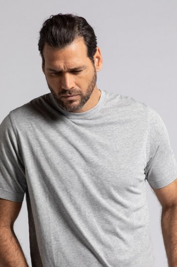 JP1880 702637 Kerek nyakú póló 2 darab Szürke melírozott - Pólók - Nagyméretű pólók - 2XL-14XL