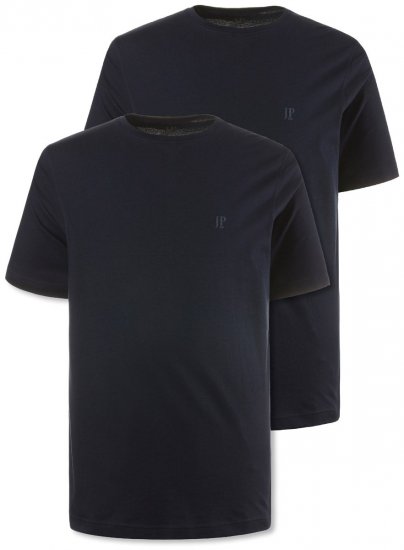 JP1880 702637 Kerek nyakú póló 2 darab Sötétkék - Pólók - Nagyméretű pólók - 2XL-14XL