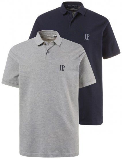 JP1880 704317 Galléros póló 2 darab Sötétkék/Szürke melírozott - Pólóingek - Galléros Pólók 2XL-8XL - Pólóingek 2XL-8XL