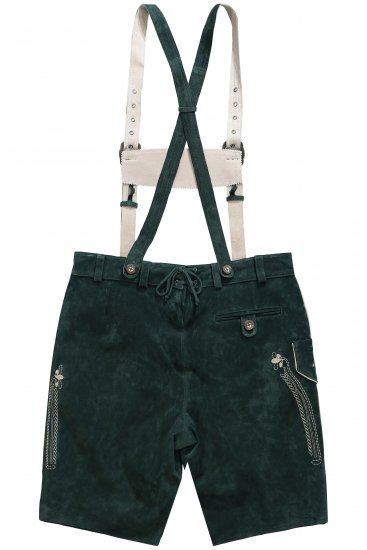 JP1880 Genuine Leather Traditional Lederhosen Shorts Green - Rövidnadrág - Nagyméretű Rövidnadrág W40-W60