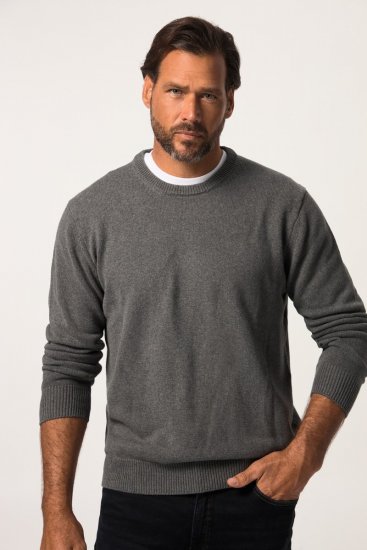 JP1880 708261 Kötött pulóver kerek nyakkal Szürke melírozott - Pulóverek & kapucnis pulóverek - Pulóverek & Kapucnis pulóver 2XL-12XL