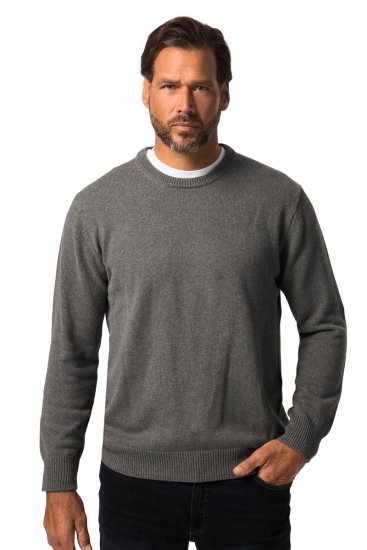 JP1880 708261 Kötött pulóver kerek nyakkal Szürke melírozott - Pulóverek & kapucnis pulóverek - Pulóverek & Kapucnis pulóver 2XL-12XL
