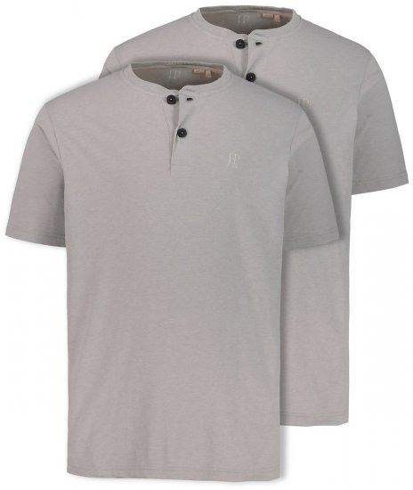 JP1880 708420 Henley póló 2 darab Szürke melírozott - Pólók - Nagyméretű pólók - 2XL-14XL