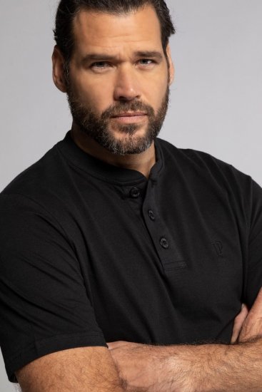 JP1880 708420 Henley póló 2 darab Fekete - Pólók - Nagyméretű pólók - 2XL-14XL