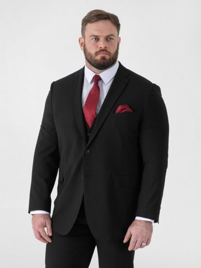D555 Ted 4 Way Stretch Tailored Suit Jacket Fekete - Öltönyök - Nagyméretű öltönyök