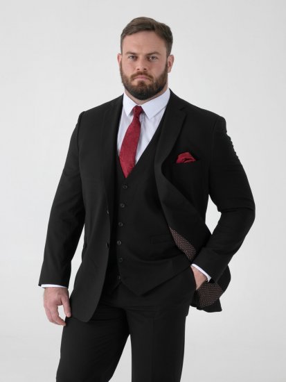 D555 Ted 4 Way Stretch Tailored Suit Jacket Fekete - Öltönyök - Nagyméretű öltönyök