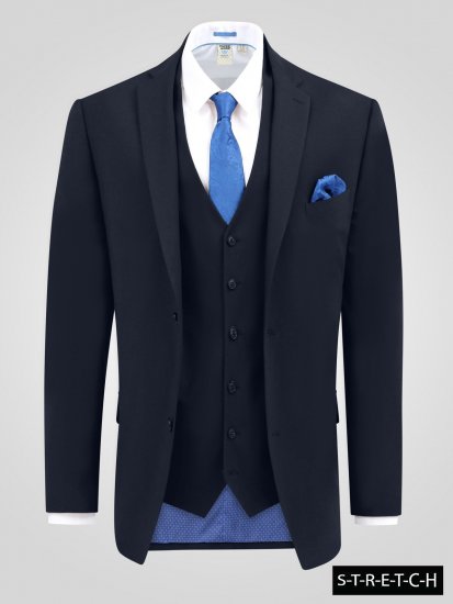 D555 Ted 4 Way Stretch Tailored Suit Jacket Tengerészkék - Öltönyök - Nagyméretű öltönyök