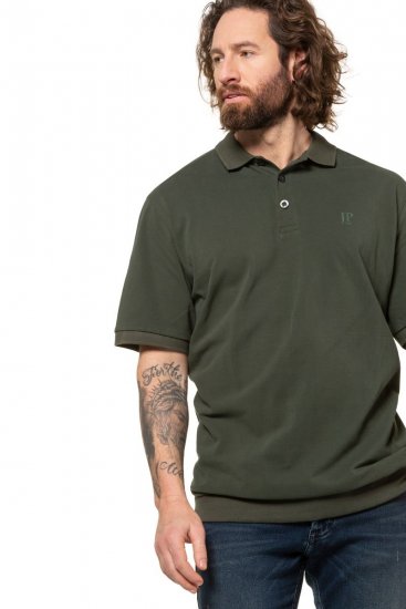 JP1880 712617 Hasra szabott galléros póló Sötét oliva - Pólóingek - Galléros Pólók 2XL-8XL - Pólóingek 2XL-8XL