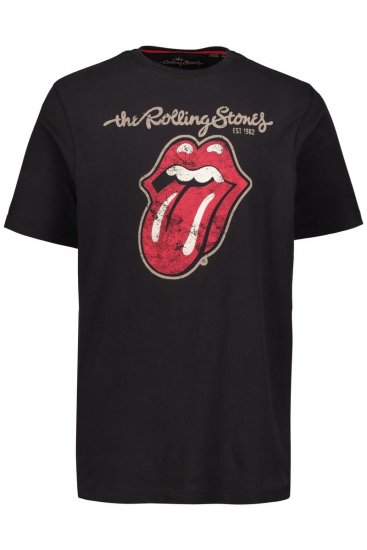 JP1880 Rolling Stones Graphic Band Comfort Fit T-Shirt Black - Pólók - Nagyméretű pólók - 2XL-14XL