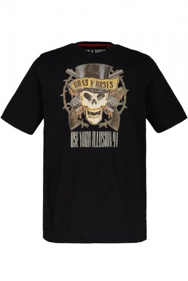 JP1880 Guns N’ Roses Skull Comfort Fit Band T-Shirt Black - Pólók - Nagyméretű pólók - 2XL-14XL