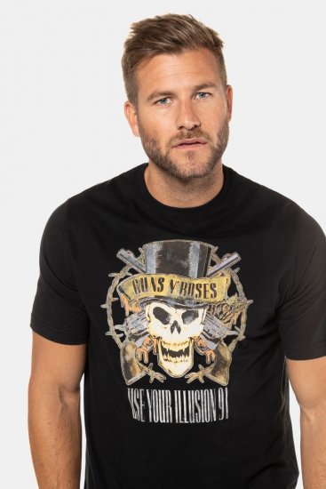 JP1880 Guns N’ Roses Skull Comfort Fit Band T-Shirt Black - Pólók - Nagyméretű pólók - 2XL-14XL
