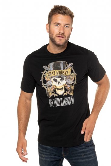 JP1880 Guns N’ Roses Skull Comfort Fit Band T-Shirt Black - Pólók - Nagyméretű pólók - 2XL-14XL
