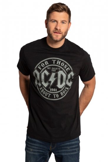 JP1880 AC/DC Graphic Comfort Fit Band T-Shirt Black - Pólók - Nagyméretű pólók - 2XL-14XL