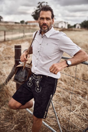 JP1880 Modern Fit Check Print Short Sleeve Shirt Grey - Ingek - Ingek 2XL-10XL