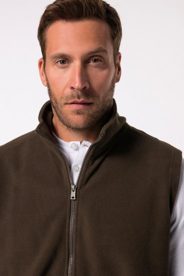 JP1880 Fleece Vest Stand-up Collar Brown - Kabátok - Nagyméretű Kabátok - 2XL-8XL