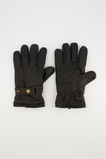 JP1880 Gloves Leather Warm Lining Black - Kesztyűk - 