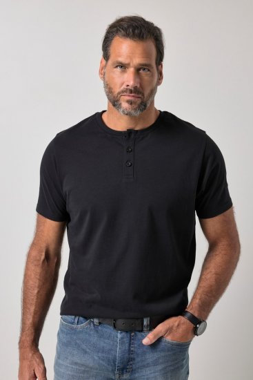 JP1880 726695 Henley póló Fekete TALL - TALL pólók - TALL Pólók