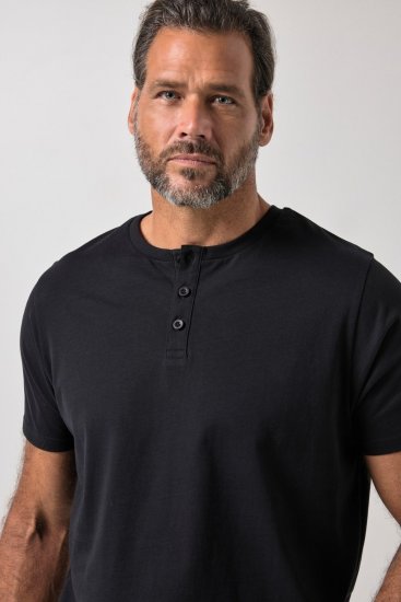 JP1880 726695 Henley póló Fekete TALL - TALL pólók - TALL Pólók