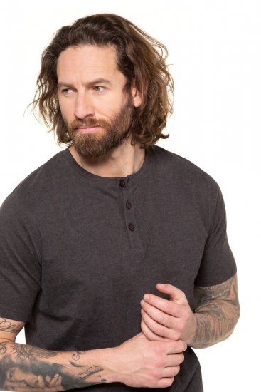 JP1880 726695 Henley póló Sötétszürke - Pólók - Nagyméretű pólók - 2XL-14XL
