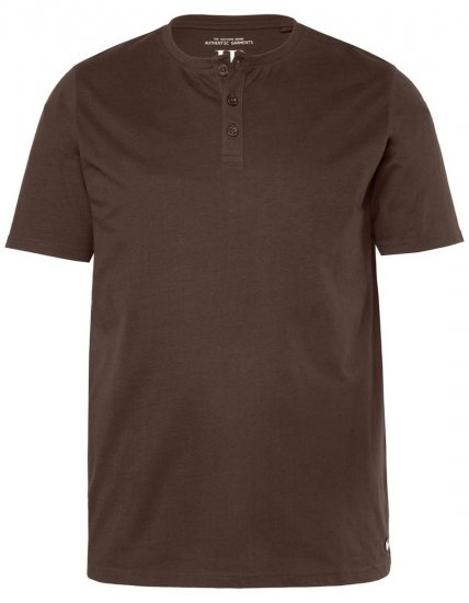 JP1880 Henley Basic T-Shirt with Buttons Brown - Pólók - Nagyméretű pólók - 2XL-14XL