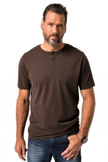 JP1880 Henley Basic T-Shirt with Buttons Brown - Pólók - Nagyméretű pólók - 2XL-14XL