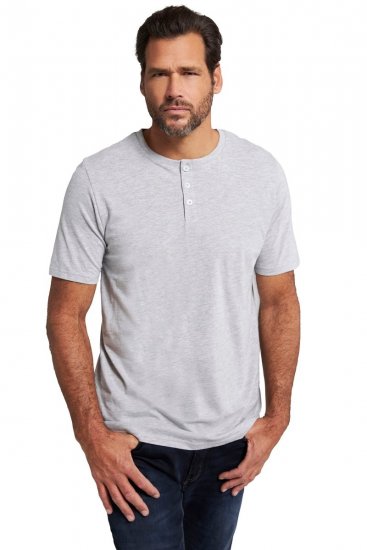 JP1880 726695 Henley póló Szürke melírozott - Pólók - Nagyméretű pólók - 2XL-14XL