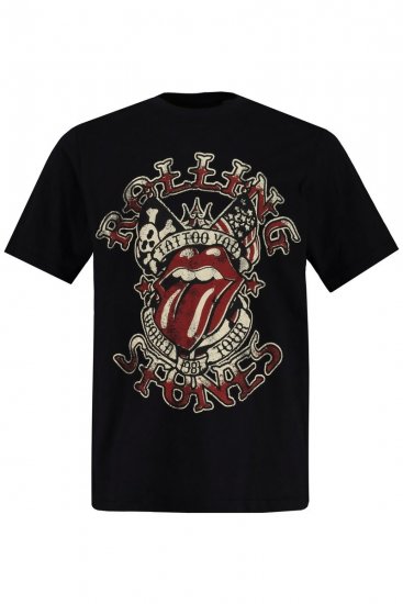 JP1880 Rolling Stones Graphic Comfort Fit Band T-Shirt Black - Pólók - Nagyméretű pólók - 2XL-14XL