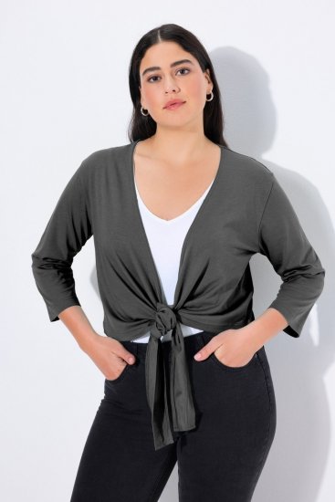 Ulla Popken 794514 Megkötős jersey bolero Antracit - Bolerók - 