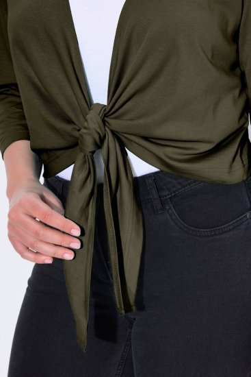 Ulla Popken 794514 Megkötős jersey bolero Sötétzöld - Bolerók - 