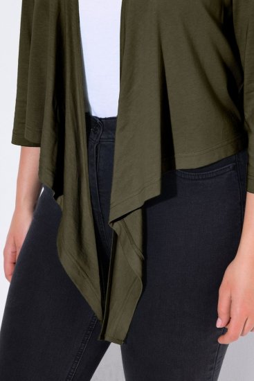 Ulla Popken 794514 Megkötős jersey bolero Sötétzöld - Bolerók - 