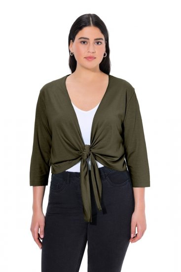 Ulla Popken 794514 Megkötős jersey bolero Sötétzöld - Bolerók - 