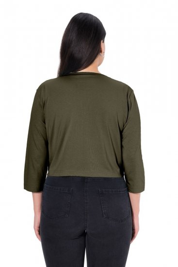 Ulla Popken 794514 Megkötős jersey bolero Sötétzöld - Bolerók - 