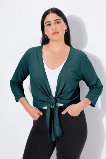 Ulla Popken 794514 Megkötős jersey bolero Petrol - Bolerók - 