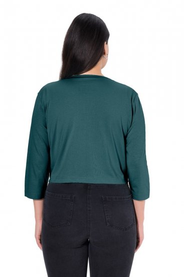 Ulla Popken 794514 Megkötős jersey bolero Petrol - Bolerók - 