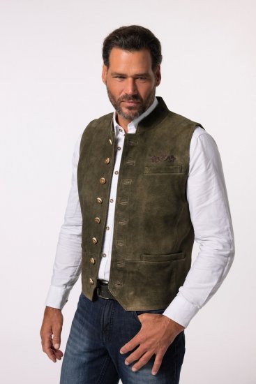 JP1880 Finest Goat Suede Traditional Vest Dark Brown - Trachten & Oktoberfest - Oktoberfest jelmezek nagy méretekben (Trachten)