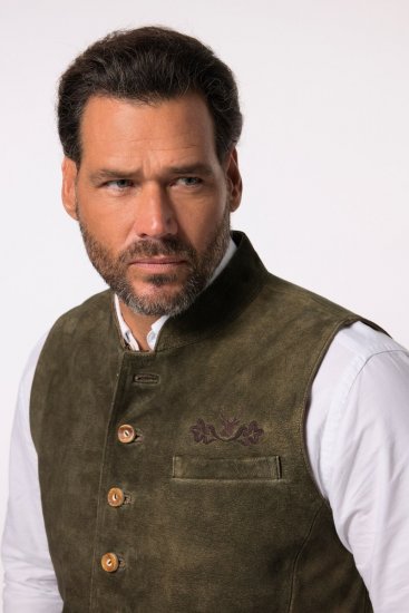 JP1880 Finest Goat Suede Traditional Vest Dark Brown - Trachten & Oktoberfest - Oktoberfest jelmezek nagy méretekben (Trachten)