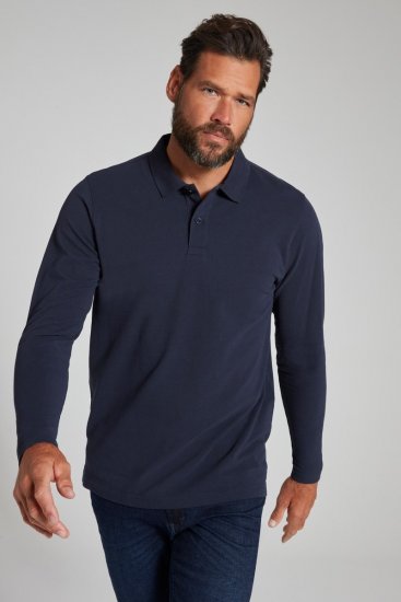 JP1880 799230 Hosszú ujjú galléros póló Sötétkék - Pólóingek - Galléros Pólók 2XL-8XL - Pólóingek 2XL-8XL