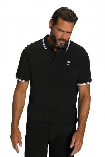 JP1880 802789 Galléros póló fehér kontrasztgallérral Fekete - Pólóingek - Galléros Pólók 2XL-8XL - Pólóingek 2XL-8XL