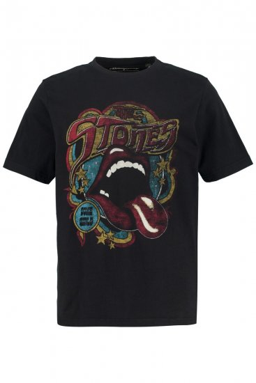 JP1880 Rolling Stones Graphic Band T-Shirt Black - Pólók - Nagyméretű pólók - 2XL-14XL