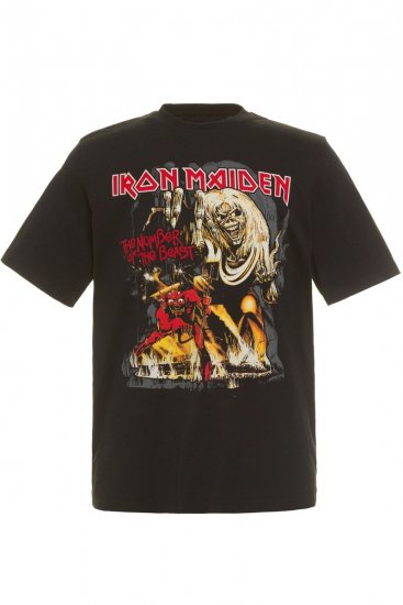 JP1880 Iron Maiden - Number of the Beast Graphic Comfort Fit Band T-Shirt Black - Pólók - Nagyméretű pólók - 2XL-14XL
