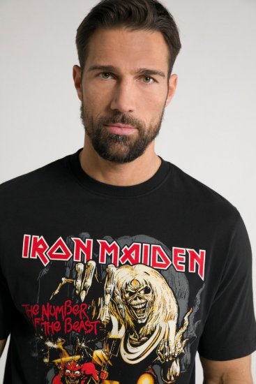 JP1880 Iron Maiden - Number of the Beast Graphic Comfort Fit Band T-Shirt Black - Pólók - Nagyméretű pólók - 2XL-14XL