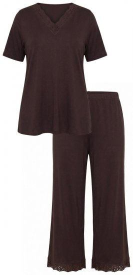 Ulla Popken 806944 Rövid ujjú pizsama Barna - Pizsama/Loungewear - 