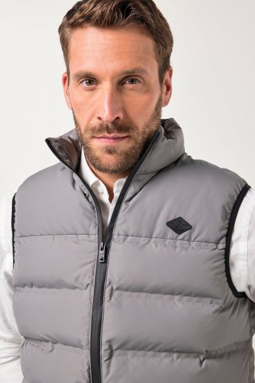 JP1880 Quilted Vest Outdoor Stand-up Collar Grey - Kabátok - Nagyméretű Kabátok - 2XL-8XL