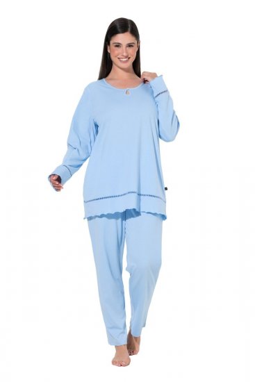 Ulla Popken 810592 Pizsama csipkével Világoskék - Pizsama/Loungewear - 