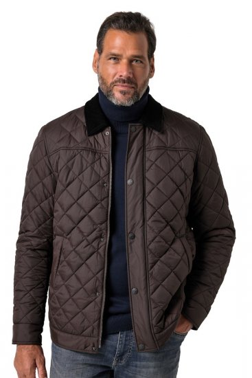 JP1880 811805 Steppelt dzseki kordbársony gallérral Feketésbarna - Kabátok - Nagyméretű Kabátok - 2XL-8XL