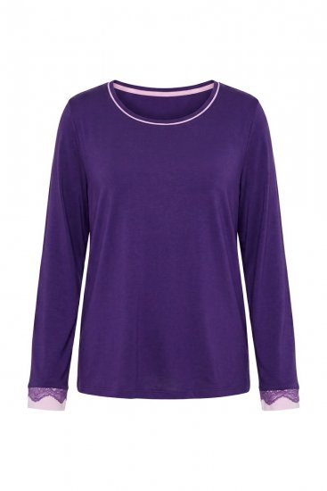 Ulla Popken 812441 Hosszú ujjú pizsama csipkével Királykék - Pizsama/Loungewear - 