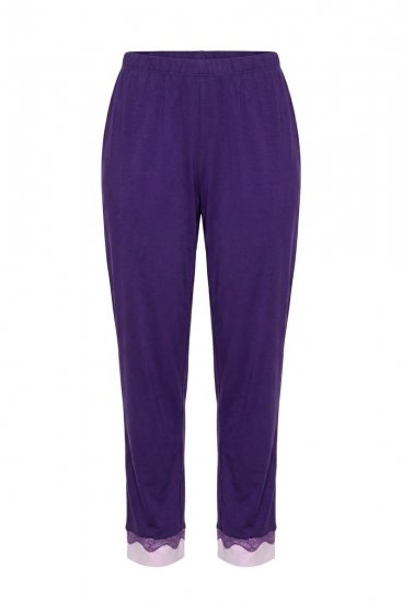Ulla Popken 812441 Hosszú ujjú pizsama csipkével Királykék - Pizsama/Loungewear - 
