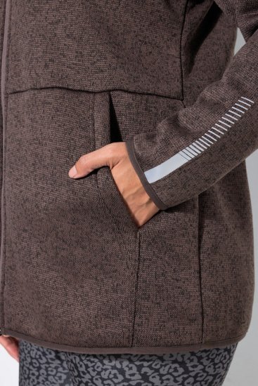 Ulla Popken 812880 Kötött polárkabát teddy polárral Taupe - Polár ruházat - 