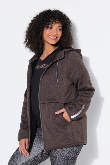 Ulla Popken 812880 Kötött polárkabát teddy polárral Taupe - Polár ruházat - 